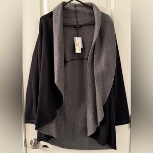 DREW Charcoal and Black Draped Sweater